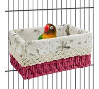kathson Bird Nest Parrot House Birds Sleeping Bed Straw Weave All Season Hanging Hammock Bird Bed Snuggle Hut Birdcage Accessories for Parakeets Budgies Cockatiels Conures Quaker Parrot (Red)