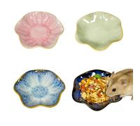 Kathson Ceramic Hamster Food Bowl, Guinea Pig Food Bowls,Rats Anti-Turning Feeding Dish,Small Animals Water Drinking Bowls for Squirrel, Chinchilla, Hedgehog, Gerbil, Dwarf Syrian (4 pcs Lotus Leaf)