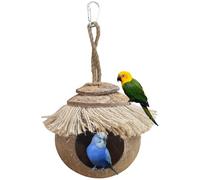 Kathson Coconut Hide with Loop, Natural Coconut Fiber Hanging Birdhouse Cage, Coconut Bird Shell Breeding Nest for Parrot Parakeet Lovebird Finch Canary, Pet Cage Habitats Decor,Small Animals House