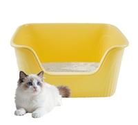 kathson Extra Large Cat Litter Box with High Sides,21.45 x 16.14 x 10.43 Inches Anti-Splashing Large Litter Boxes for Big Cats High Sided Litter Pan Jumbo Cat Litter Tray Easy Clean(Yellow)