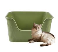 kathson Extra Large Cat Litter Box with High Sides,21.45 x 16.14 x 10.43 Inches Jumbo Litter Boxes for Big Cats Anti-Splashing Kitty Litter Box Easier Cleaning Side Entry Litter Box(Green)