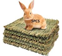 Kathson Grass Mat Woven Bed Mat for Small Animals Pack of 5 Grass Mats Rabbit Litter Nest Chew Toy Bed Toy for Guinea Pigs Parrot Rabbit Hamster Rat