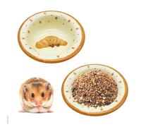 kathson Hamster Ceramic Food Bowl Small Animal Bowls with Croissant Pattern for Cage Guinea Pig Anti-Turning Food and Water Dish Pet Feeder for Gerbil Hedgehog 2PCS