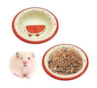 kathson Hamster Ceramic Food Bowl Small Animal Bowls with Watermelon Pattern for Cage Guinea Pig Anti-Turning Food and Water Dish Pet Feeder for Gerbil Hedgehog 2PCS