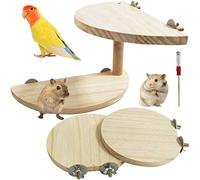 kathson Hamster Standing Platform Rat 2-Level Natural Wood Pedal Gerbil Round Standing Board Squirrel Cage Accessories Dwarf Hamster Activity Toys for Chinchilla Bird Parrot Mouse 3PCS