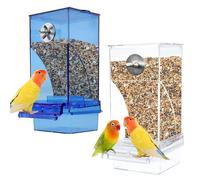 kathson No-Mess Bird Cage Feeder Automatic Parrot Feeders Seeds Container Acrylic Finch Foraging Feeders Parakeet Food Dispenser Cage Accessories for Small Birds Canary Budgie Lovebirds