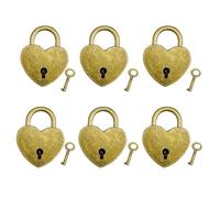 kathson Old Vintage Antique Style Heart Shaped Mini Archaize Padlocks Key Lock with Key (Lot of 6,Antique,Love)