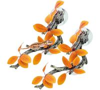 Kathson Snake Climbing Branch, 2 PCS Resin Reptile Branches for Climbing with Suction Cups Reptile Tank Decor Accessories Frog Terrarium Plants for Corn Snake Frog Bearded Dragon Lizard Gecko (Yellow)