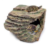 kathson Turtles Basking Platform Reptile Hiding Cave Hideouts for Aquatic Turtles, Frog, Newts and Salamanders (S(6.7"x5.51"x3.94"))