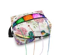 Kathyboom Bird Flower Knitting Bag for Yarn Storage, Portable Yarn Storage Knitting Accessories Organizer for Knitting Needles, Crochet Hooks and Other Accessories