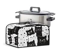 Kathyboom Black Cat Crock Pot Dust Cover with Side Pockets Lightweight Slow Cooker Dust Cover Kitchen Appliance Organizer Kitchen Accessories Fit for Most 6-8 Qt Slow Cookers