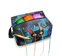 Kathyboom Black Cat Sky Knitting Bag for Yarn Storage High Capacity Crochet Bag Organizer, Knitting Storage Bag for Knitting Needles Crochet Hooks