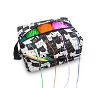 Kathyboom Black Cats Crochet Bag for Yarn Storage, Water Resistant Knitting Bag With Shoulder Straps, Yarn Gift for Mother Wife