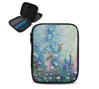 Kathyboom Blue Floral Hummingbird Organizer Case for Interchangeable Circular Knitting Needles, Crochet Hooks and Knitting Accessories Easy Carry