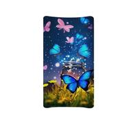 Kathyboom Blue Heart Butterfly Waterproof Diaper Changing Pad Covers, Fitted Sheet Suitable For Most Changers, Easy To Clean