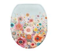 Kathyboom Colorful Cartoon Flower Toilet Lid Cover Suitable for Most Round, Elongated and Oblong Toilet Protector Cover, Flannel Soft Dustproof Toilet Seat Cover