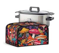 Kathyboom Colorful Mushroom Slow Cooker Cover Anti Splash Stain Resistant Cover with Side Pockets Dust Protection Fit for Most 6-8 Qt Slow Cookers