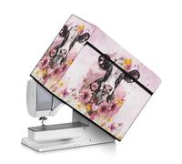 Kathyboom Cow Flower Foldable Sewing Machine Cover With Pockets for Accessories, Water Resistant Dust Cover Universal for Most Standard Machines, Home Decor
