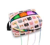 Kathyboom Cute Cats Yarn Storage Organizer with Shoulder Straps, Stain Resistant Yarn Bag, Knitting & Crochet Supplies, Holder, Gift