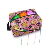 Kathyboom Cute Dog Paw Knitting Bag with Shoulder Straps, Large Capacity Yarn Carrying Case for Knitting Accessories, Crochet Hooks, Knitting Gift for Mother Wife