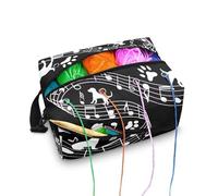 Kathyboom Dog Note Paw Prints Crochet Bag Knitting Bag for Yarn Storage, Portable Crochet Storage Bag Knitting Bag for Knitting Needles, Crochet Hooks