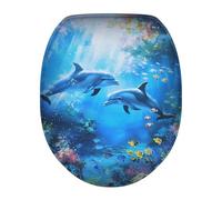 Kathyboom Dolphin Toilet Seat Cover, Flannel Soft Washable Toilet Protector, Bathroom Accessories Decor Toilet Lid Cover