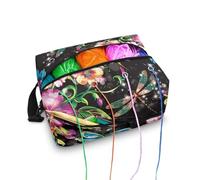 Kathyboom Dragonfly Flower Knitting Bag Water Resistant Yarn Storage Bag Crochet Accessories Organizer Knitting & Crochet Supplies Knitting Gift for Mother Wife