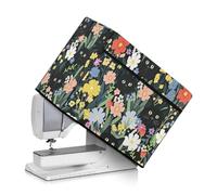 Kathyboom Flower and Black Cats Sewing Machine Cover with Pockets,Stain Resistant Foldable Sewing Machine Cover for Most Standard Sewing Machines