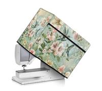 Kathyboom Green Bird Flower Sewing Machine Cover with Convenient Pockets with Top Handle,Anti Dust Cover for Most Standard Sewing Machines