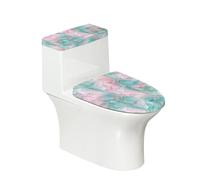 Kathyboom Green Pink Marble Toilet Lid Cover Splash Resistant Toilet Seat Covers with Elastic Edge Soft Covers for Bathroom Toilet Fit Most Round and Elongated Oval Toilet Home Decor