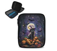Kathyboom Halloween Empty Crochet Hook Case Crochet Hook Organizer Case Black Cat Pumpkins Bats Crochet Hook Holder for Crochet Needles, Crochet Accessories