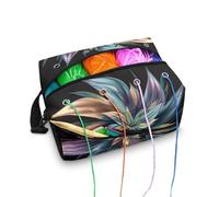 Kathyboom Heart Dog Yarn Bag Crochet Storage Bag with Shoulder Straps, Yarn Bag for Carrying Projects, Kitting Needles, Crochet Hooks and Other Accessories