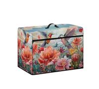 Kathyboom Hummingbird Flower Sewing Machine Cover with Pockets, Foldable Protector for Most Standard Machines