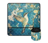 Kathyboom Hummingbird Flower Sewing Machine Pad for Table with Pockets Sewing Machine Table Dust Cover Organizer for Sewing Accessories-Blue