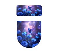 Kathyboom Hummingbird Flower Toilet Lid Covers, 2 PCS Toilet Tank Lid Covers Splash Resistant Anti Dust Toilet Seat Covers Keep Bathroom Toilet Clean-Purple