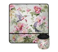 Kathyboom Pink Flowers Bird Sewing Machine Mat Removable Dust Cover with Pockets Reduce Vibration Movement and Noise Sew Machine Mats
