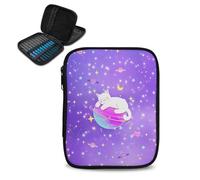 Kathyboom Planet White Cats Empty Crochet Hook Case Crochet Hook Organizer with Slots for Crochet Hooks & Needles, Crochet Accessories - Crochet Needles Bag for Crochet Lovers