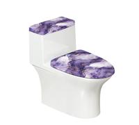 Kathyboom Puprle White Marble Toilet Lid Cover Splash Resistant Toilet Seat Covers with Elastic Edge Soft Covers for Bathroom Toilet Fit Most Round and Elongated Oval Toilet Home Decor