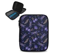 Kathyboom Purple Dragonflies Flowers Organizer Case for Interchangeable Circular Knitting Needles, Crochet Hooks and Knitting Accessories Easy to Carry