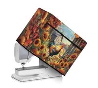 Kathyboom Rooster Flower Sewing Machine Cover with Pockets, Accessories Organizer, Stain Resistant for Most Standard Machines, Home Decor