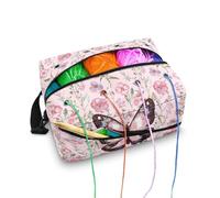 Kathyboom Rose Butterfly Flower Yarn Storage Bag Portable Knitting Bags for Yarn Accessories Durable Yarn Bag for Knitting Needles, Crochet Hooks and Crochet Accessories