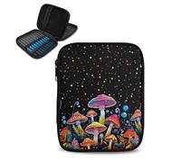 Kathyboom Starry Sky Mushroom Crochet Hook Case Without Hooks,Lightweight Zipper Storage Organizer Bag for Various Crochet Needles/Knitting Accessories/Crochet Hook Kit Tool