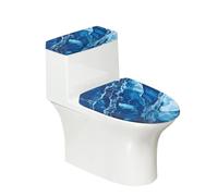 Kathyboom Toilet Lid Covers Reusable Set of 2 Tank Lid Covers, Dust Splash Resistant for Bathroom Office Bathroom Decor(Blue Marble)