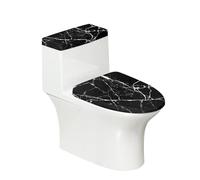 Kathyboom Toilet Lid with Elastic Edge Water Resistant Seat Covers - Durable Reusable Tank Lid Cover for Hotel Home Toilet - Black Marble Crack