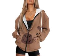 Kathyboom Womens Zip Up Hoodies Long Sleeve Sweatshirts Fall Outfits Sweaters Casual Fashion Jackets Size XS-4XL, Brown Capybara-3, S