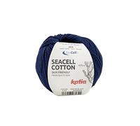 Katia Seacell Cotton Fb. 113 Navy, Skin-Friendly, 100% Biodegradable, Cotton Blend Yarn for Knitting, Crochet Yarn