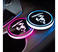 KaTiak LED Car Coasters 2pcs for Abarth 595 500 124 Spider,7 Colors Luminescent USB Charging Lights Interior Atmosphere Logo Drink Cup Holder