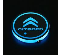 KaTiak LED Car Coasters 2pcs for Citroen,7 Colors Luminescent USB Charging Lights Interior Atmosphere Logo Drink Cup Holder