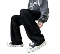 KATIAK Men's Baggy Jeans Men Ankle Length Jeans Male Straight Denim Baggy Jeans-Black-XXL