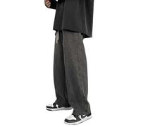 KATIAK Men's Baggy Jeans Oversized 5XL Men's Wide-Leg Jeans Spring Black Gray Baggy Streetwear Pants-Black-Asia 4XL